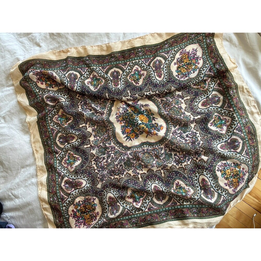 Free People So Silk 100% Silk Bandana Ivory Convertible Top Headscarf - Picture 5 of 6